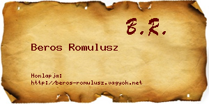 Beros Romulusz névjegykártya